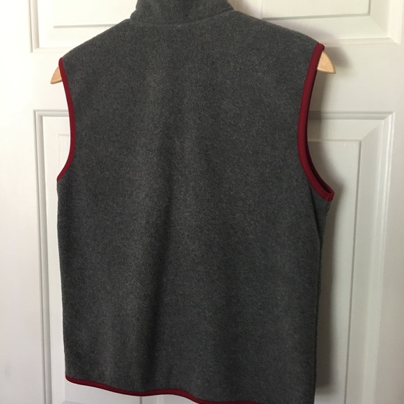 Gap Women Vintage Vest Jacket Gray Maroon Fleece Full Zip Pockets Medium. - Picture 7 of 11